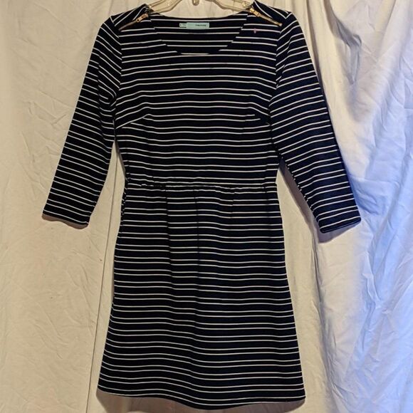 MAURICE'S NAVY & WHITE STRIPE LONG SLEEVE DRESS - M - Picture 1 of 6